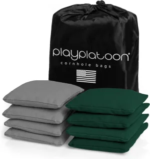 Play Platoon Cornhole Bags Weather Resistant- Set of 8 Regulation Bean Bags for Tossing- Official Professional Size & Weight Corn Hole Bags Two Color All Weather Cornhole Beans Bag Set with Tote Bag
