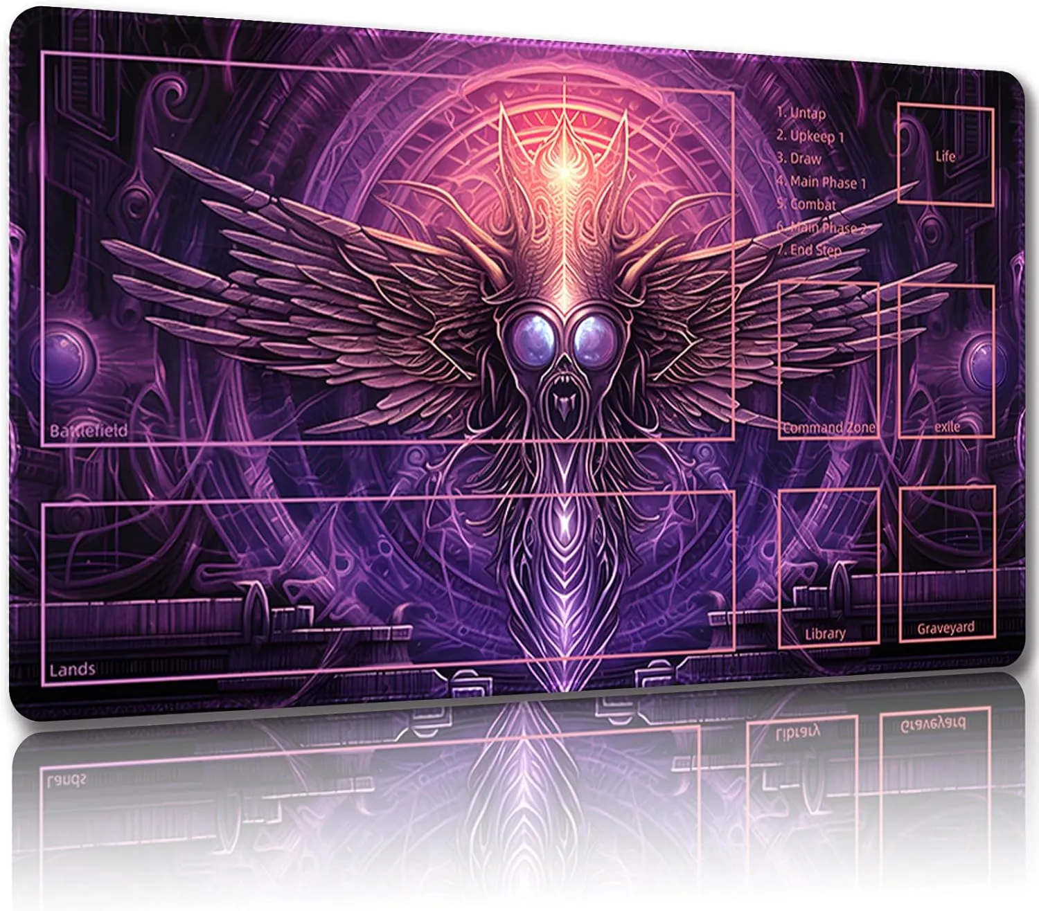 Playmat for MTG With Free Storage Bags, Game Mat 24 x 14 Inches, TCG and Board Game for Cards, Mousepad Desk (With Zones, Magic 13)