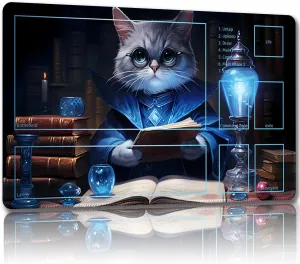 Playmat for MTG, with Free Storage Bags,Game Mat 24 x 14 inches, TCG and Board Game Mat for Cards,Mousepad Desk Mats (Cat 6-Auxiliary Combat)