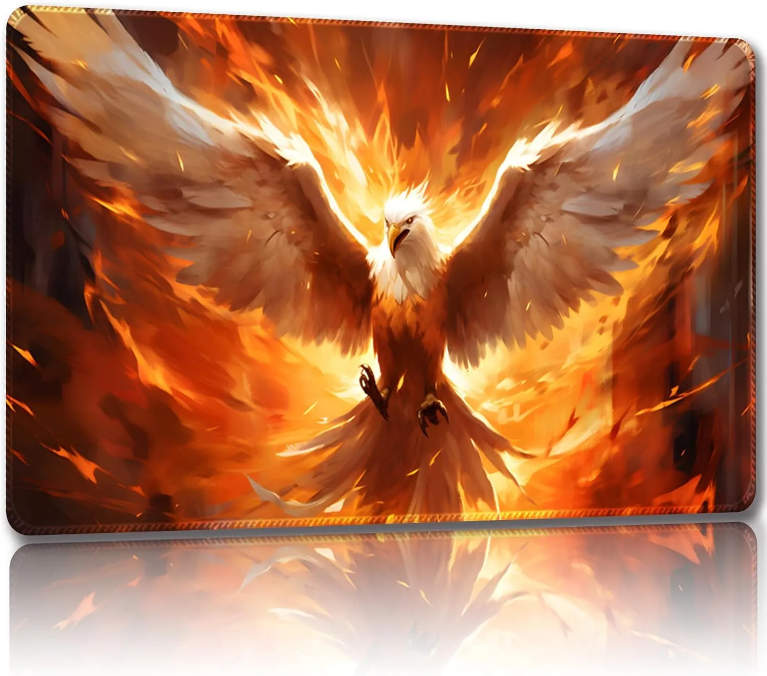 Playmat for MTG, with Free Storage Bags,Game Mat 24 x 14 inches, TCG and Board Game Mat for Cards,Mousepad Desk Mats (Flame Eagle 1-Regular)