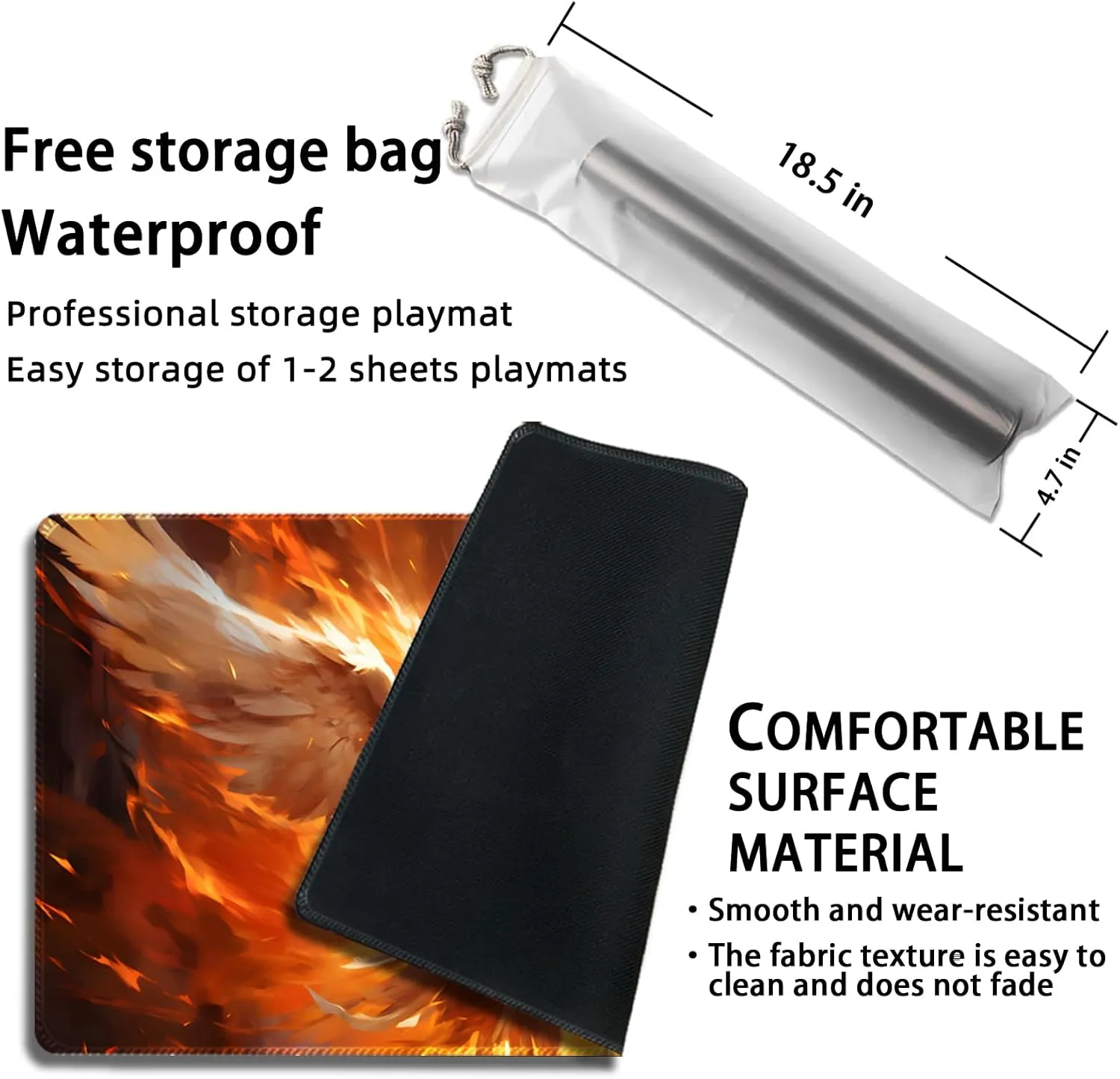 Playmat for MTG, with Free Storage Bags,Game Mat 24 x 14 inches, TCG and Board Game Mat for Cards,Mousepad Desk Mats (Flame Eagle 1-Regular)