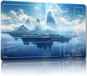 Playmat for MTG, with Free Storage Bags,Game Mat 24 x 14 inches, TCG and Board Game Mat for Cards,Mousepad Desk Mats (Floating island-3-Auxiliary Combat)