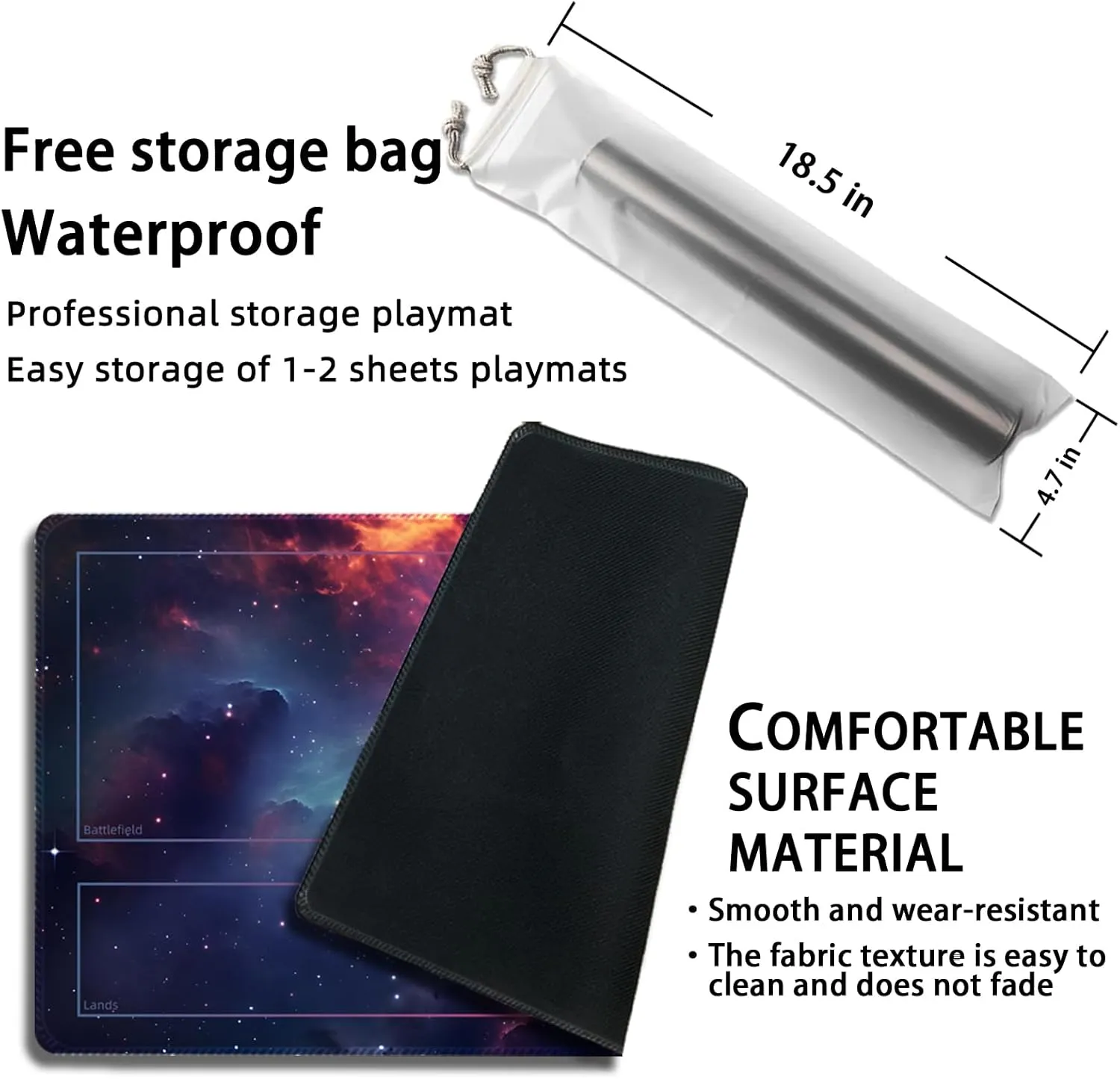 Playmat for MTG, with Free Storage Bags,Game Mat 24 x 14 inches, TCG and Board Game Mat for Cards,Mousepad Desk Mats (Magic Starry Sky 2-Auxiliary Combat)