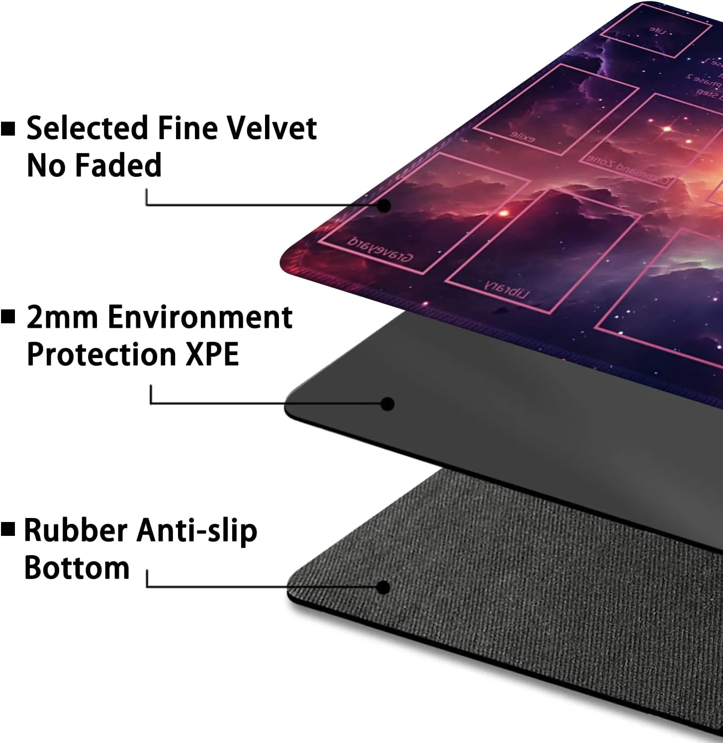 Playmat for MTG, with Free Storage Bags,Game Mat 24 x 14 inches, TCG and Board Game Mat for Cards,Mousepad Desk Mats (Magic Starry Sky 2-Auxiliary Combat)