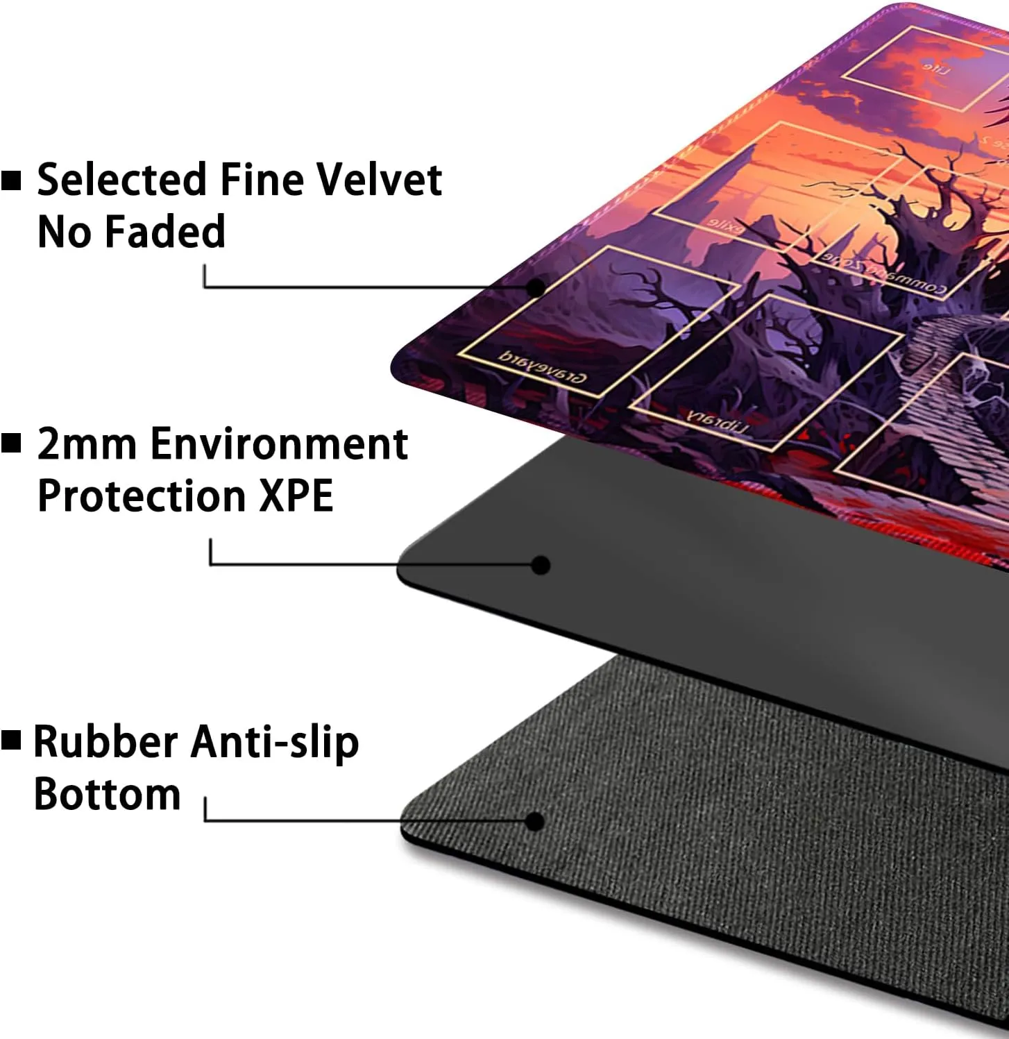 Playmat for MTG, with Free Storage Bags,Game Mat 24 x 14 inches, TCG and Board Game Mat for Cards,Mousepad Desk Mats (with Zones,Magic Mat 11)