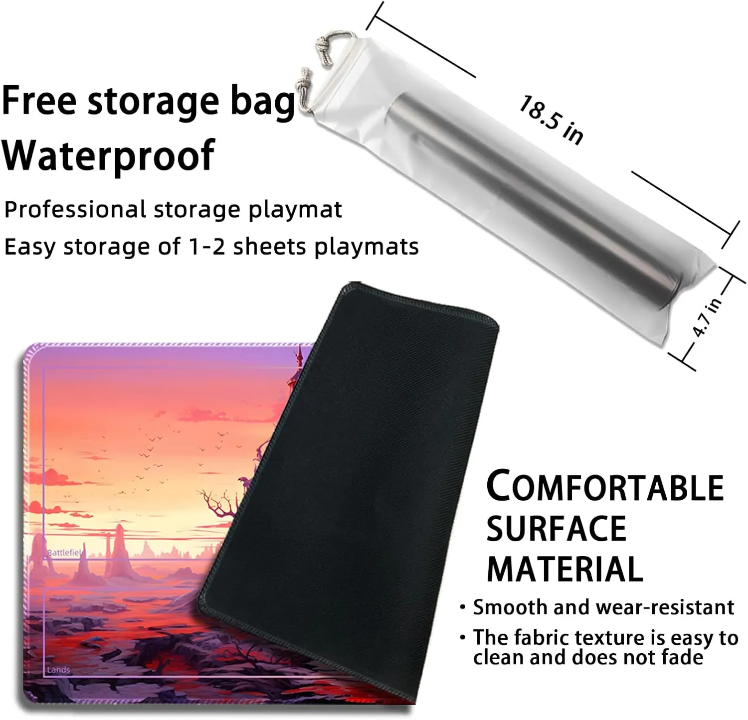 Playmat for MTG, with Free Storage Bags,Game Mat 24 x 14 inches, TCG and Board Game Mat for Cards,Mousepad Desk Mats (with Zones,Magic Mat 11)