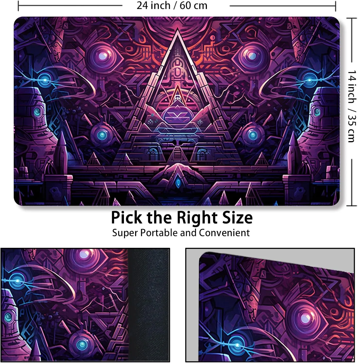 Playmat for MTG, with Free Storage Bags,Game Mat 24 x 14 inches, TCG and Board Game Mat for Cards(Regular,Magic Mat 14)