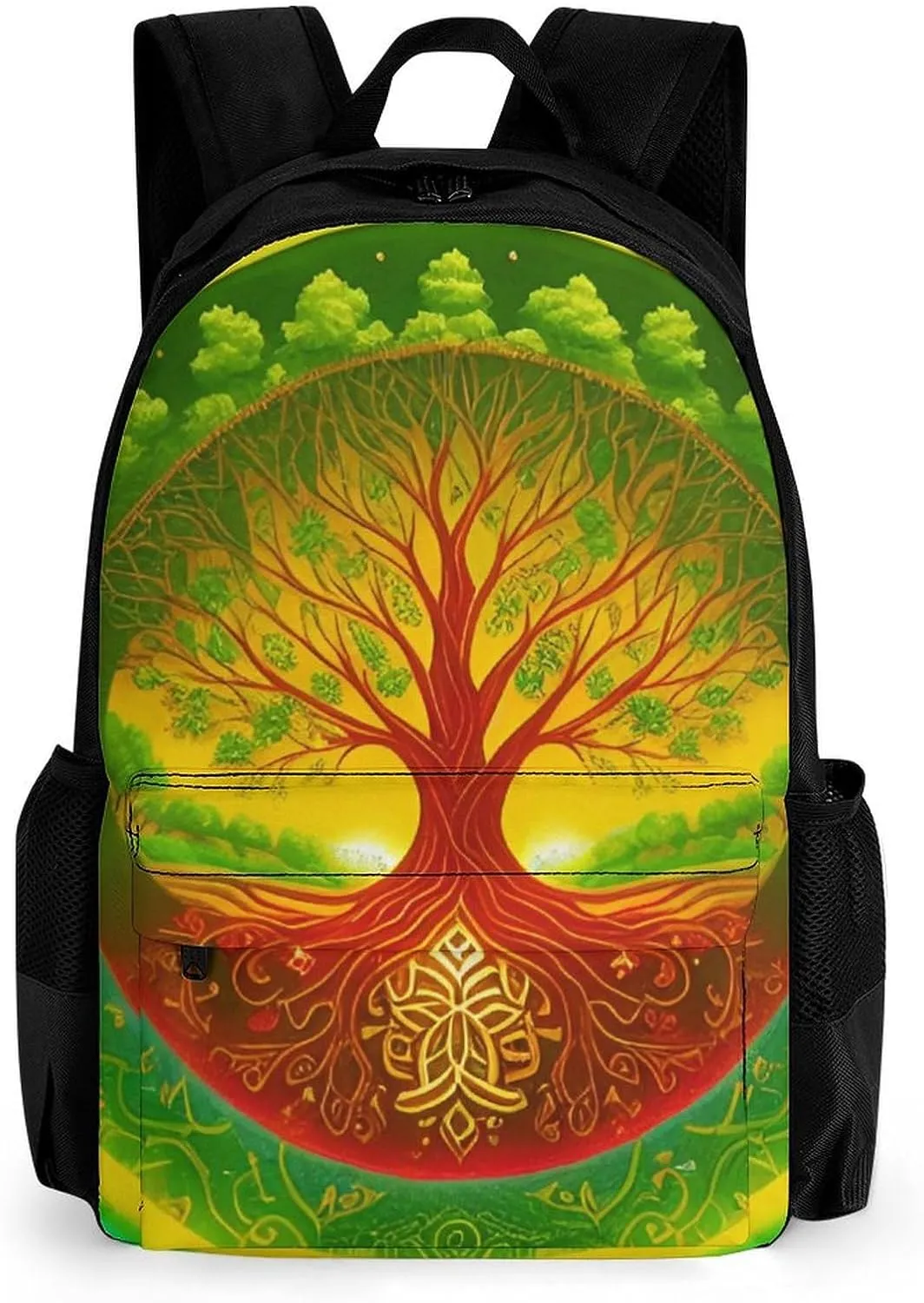 Polyester Daypack Backpack for Trekking Picnic Walking Cycling - Large Capacity Anti-Theft Multipurpose Shoulder Bag, Green Tree Of Life Fantasy Art Casual Daypack