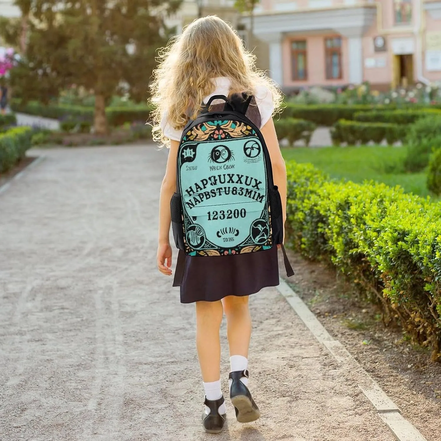 Polyester Daypack Backpack for Trekking Picnic Walking Cycling - Large Capacity Anti-Theft Multipurpose Shoulder Bag, Magic Spirit Board Witch Art Casual Daypack