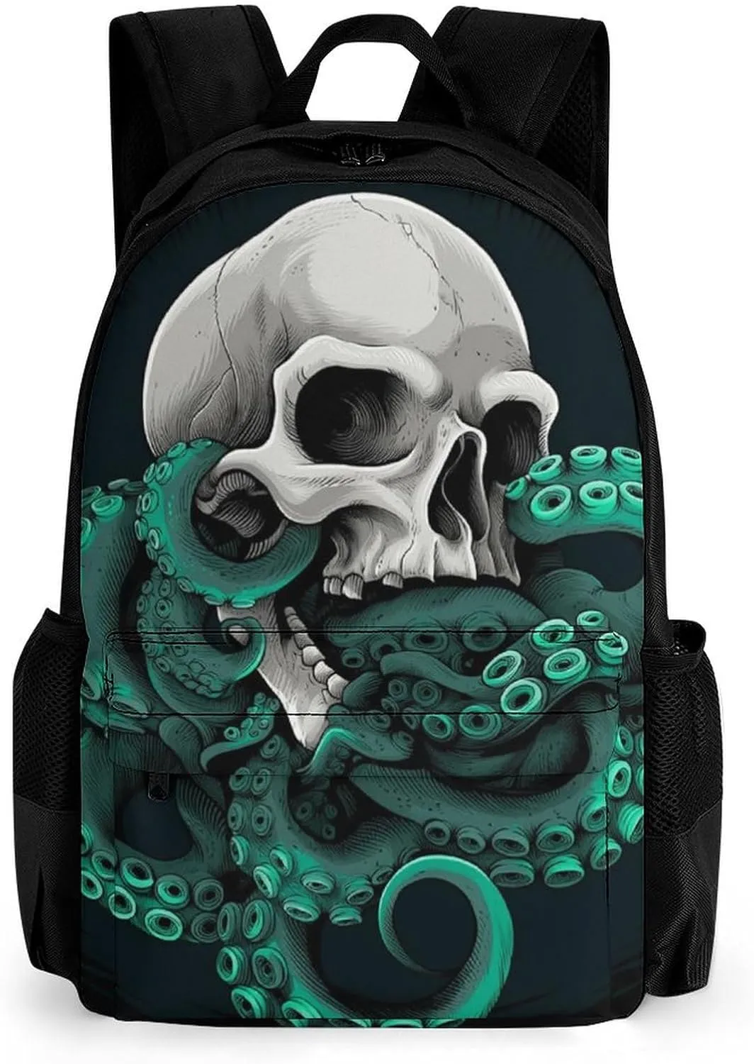 Polyester Daypack Bookbag for Gym Business Bicycle - Large Capacity Multipurpose Anti-Theft Carry On Bag, Skull Octopus Art Travel Hiking Daypack