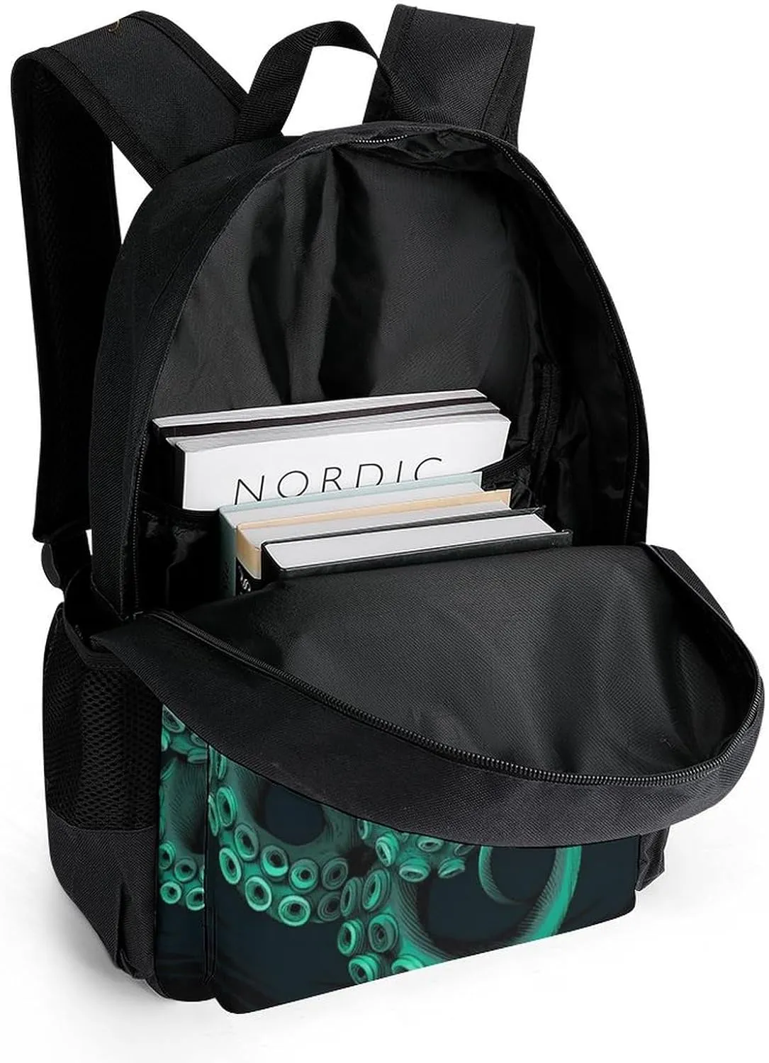 Polyester Daypack Bookbag for Gym Business Bicycle - Large Capacity Multipurpose Anti-Theft Carry On Bag, Skull Octopus Art Travel Hiking Daypack