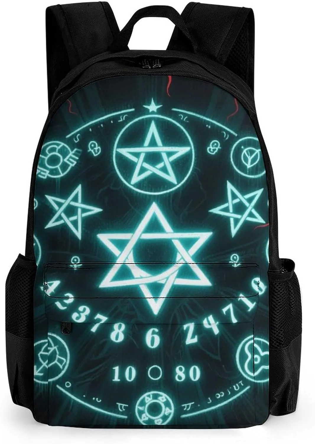 Polyester Daypack for Camping Travel Walking Cycling - Big Capacity Anti-Theft Multipurpose Bookbag, Magic Spirit Board Star Art Camping Outdoor Backpack