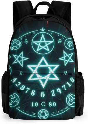 Polyester Daypack for Camping Travel Walking Cycling - Big Capacity Anti-Theft Multipurpose Bookbag, Magic Spirit Board Star Art Camping Outdoor Backpack