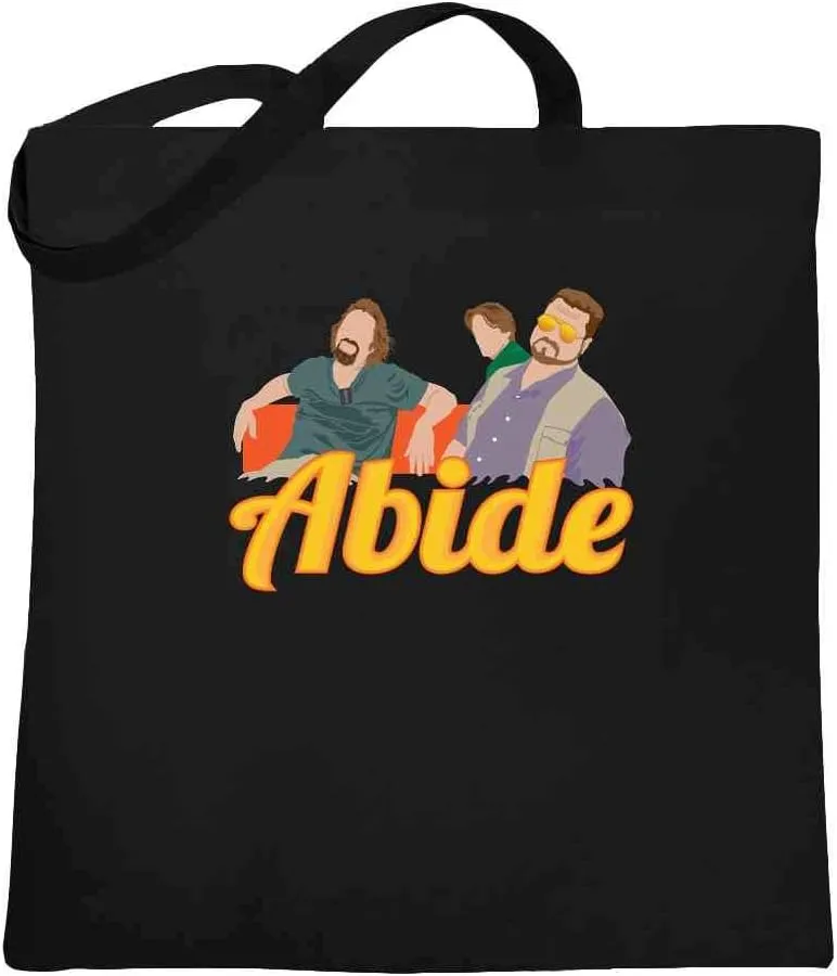 Pop Threads The Dude Abides Minimalist Black 15x15 inches Large Canvas Tote Bag