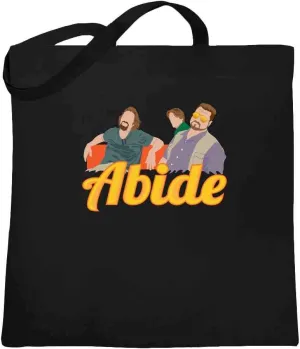 Pop Threads The Dude Abides Minimalist Black 15x15 inches Large Canvas Tote Bag