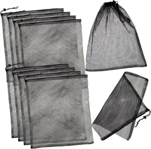 POPETPOP 10 Pcs Sports Mesh Drawstring Bags Polyester Net Laundry Bag Set for Home Beach Camping Gym Travel