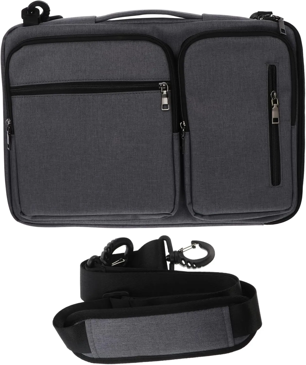 POPETPOP Laptop Messenger Bag Single Shoulder Strap Detachable Zipper Front Pockets Notebook Handbag for Men/women
