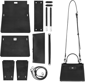 POPSEWING DIY Bag Kit Designer Bag for Women, DIY Leather Bag Kit, DIY Crossbody Shoulder Bag with Sewing Kit, DIY Handmade Bag Kit for Mom Girlfriend Birthday Christmas Gift (Black)