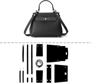 POPSEWING DIY Bag Kit Designer Bag for Women, DIY Leather Bag Kit, DIY Crossbody Shoulder Bag with Sewing Kit, DIY Handmade Bag Kit for Mom Girlfriend Birthday Gift (Black)