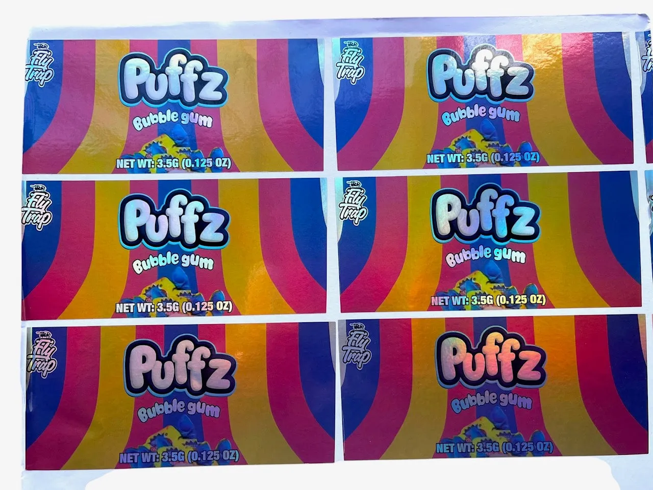 Popsicle Puffz Bubblegum 3.5 grams Container Holographic Sticker