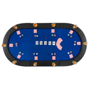 Portable 84 x 42 Inch 10-Player Foldable Padded Poker Table Top-Blue - Color: Bl