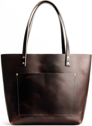 Portland Leather Goods Classic Medium Tote Bag – Handmade, Open Top, Durable & Unlined – Interior & Exterior Pockets