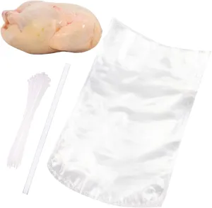 Poultry Shrink Bags,30 Pack 13x18Inches Clear Poultry Heat Shrink Wrap Freezer With 30 Zip Ties,a Silicone Straw for Chickens,Rabbits