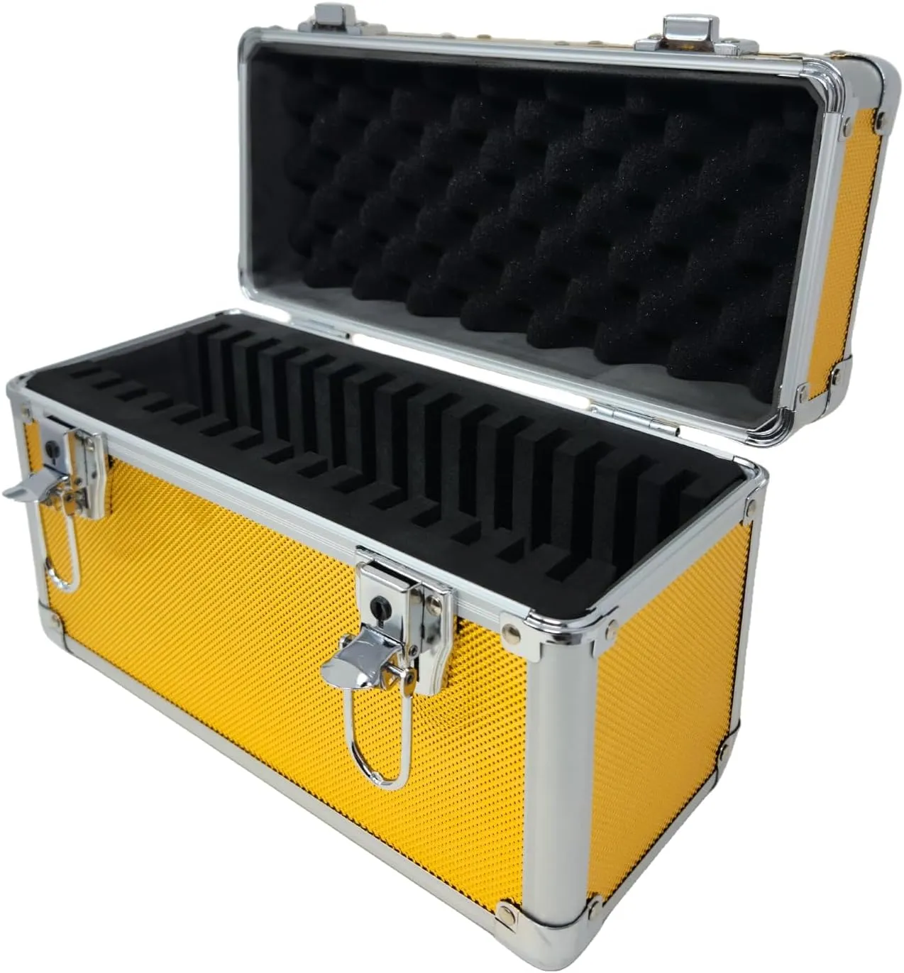 Precision Metal Slab Case – Holds 15 Graded Sports and Trading Cards – Durable Aluminum Storage Box for PSA, BGS, CGC Slabs – X-15 Gold