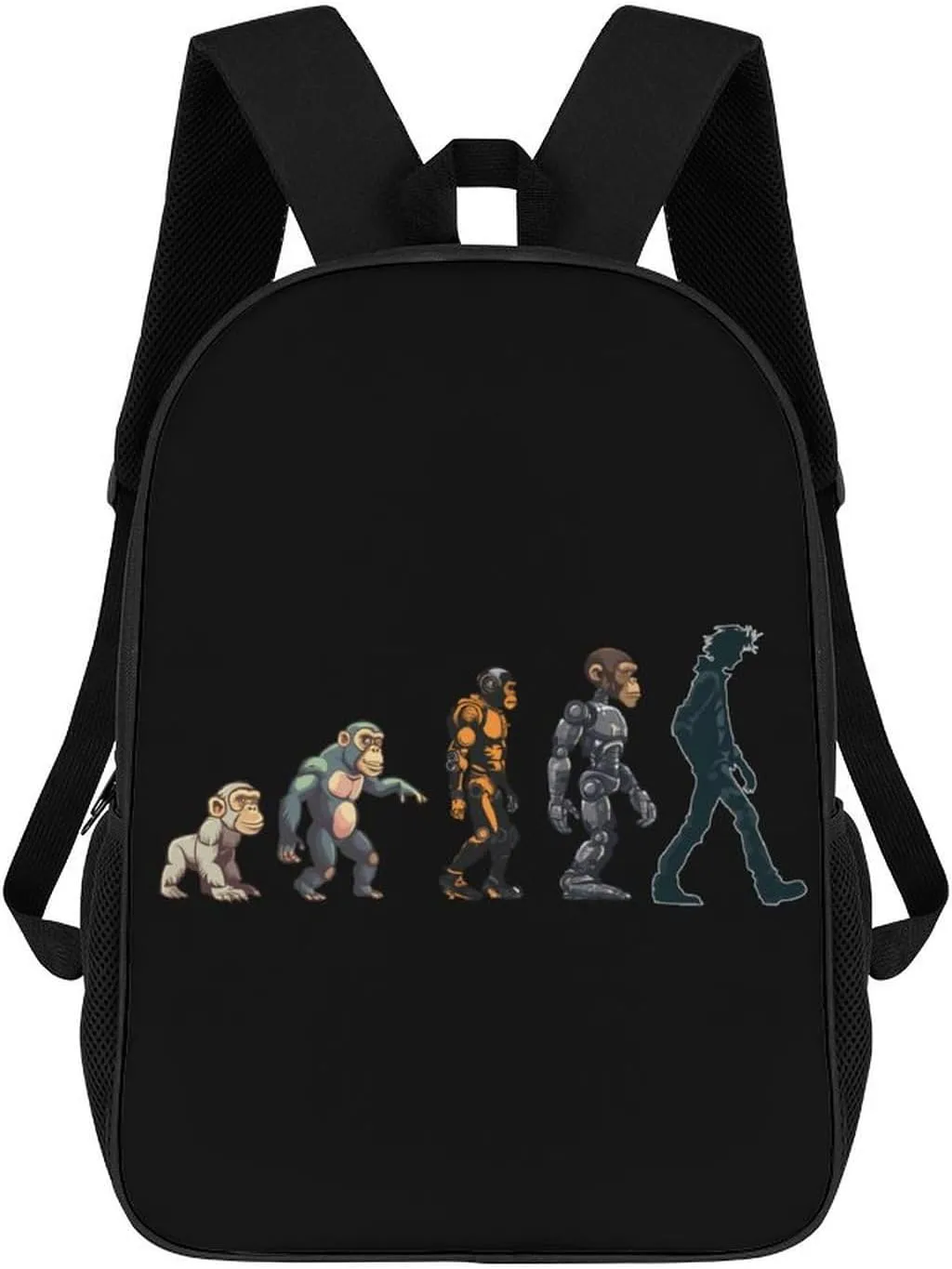 Prehistoric Ape Robot to Man Evolution 17 Inch Backpack Print Laptop Backpack Shoulder Bag Casual Daypack for Men Women
