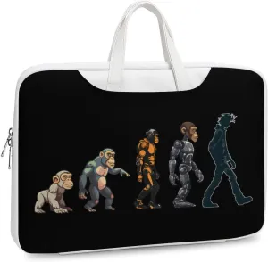 Prehistoric Ape Robot to Man Evolution Laptop Bag PU Leather Computer Tote Bag Carrying Case Messenger Bag with Handle