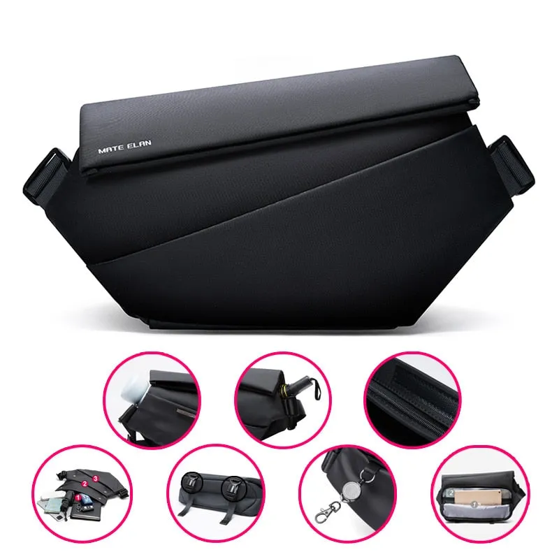 Premium Black Waterproof Crossbody Bag