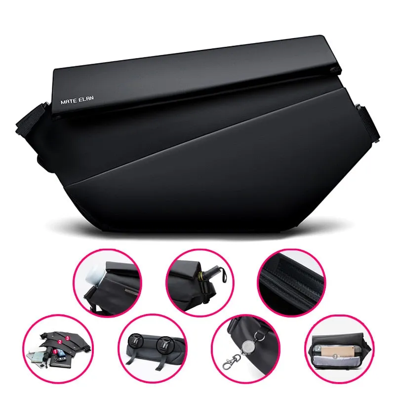 Premium Black Waterproof Crossbody Bag