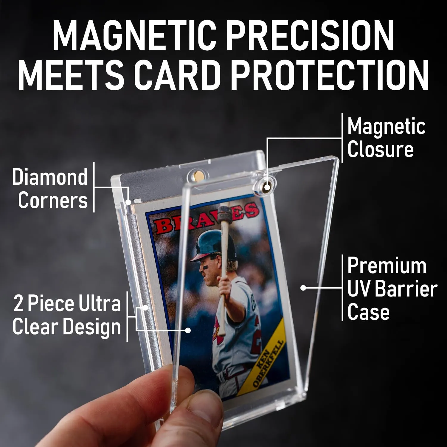 Premium Magnetic Card Holder (25 Pack) | 180PT Magnetic Card Holders for Trading Cards. Pro UV Card Protectors with Ultra Clear Design, One Touch Magnet Case for Trading and MTG Cards.
