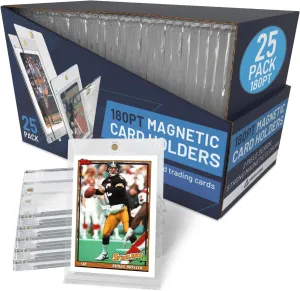 Premium Magnetic Card Holder (25 Pack) | 180PT Magnetic Card Holders for Trading Cards. Pro UV Card Protectors with Ultra Clear Design, One Touch Magnet Case for Trading and MTG Cards.