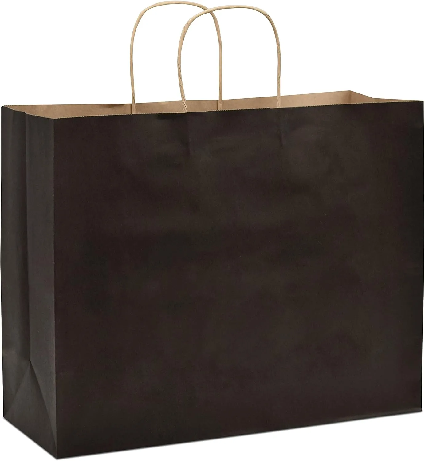 Prime Line Packaging Black Paper Shopping Bags with Handles, Large Gift Wrap for Small Business, Boutiques, Retail, Christmas, Bulk, 16x6x12 100 Pack