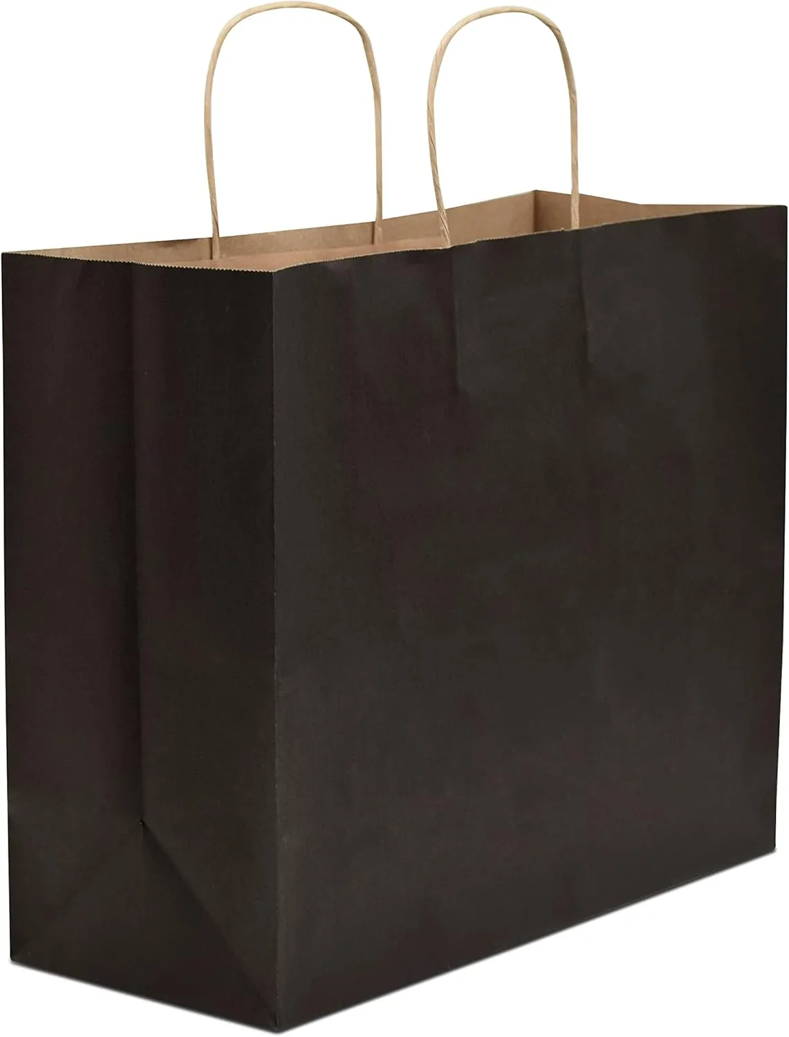 Prime Line Packaging Black Paper Shopping Bags with Handles, Large Gift Wrap for Small Business, Boutiques, Retail, Christmas, Bulk, 16x6x12 100 Pack