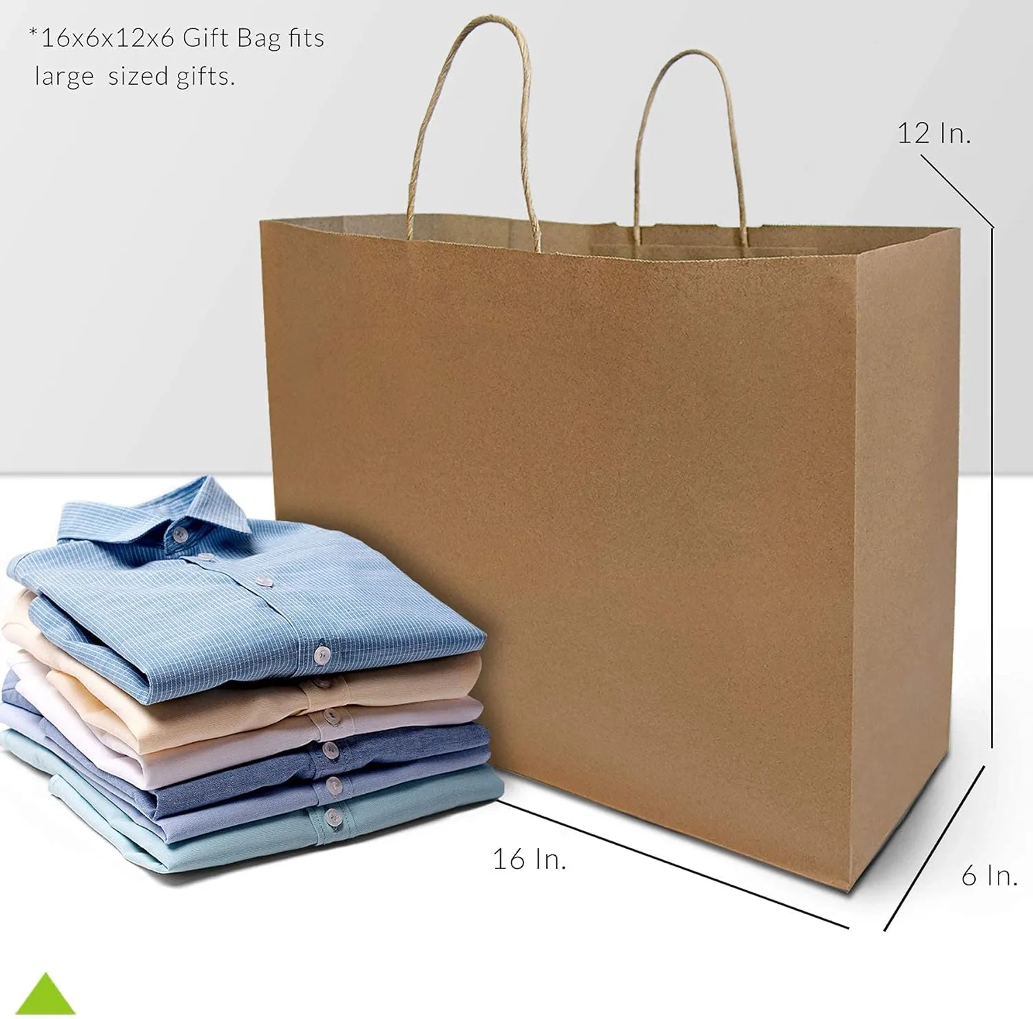 Prime Line Packaging Large Brown Paper Bags with Handles for Small Business, Retail, Boutique Shopping, Grocery, To Go Kraft, Bulk - 16x6x12, 100 Pack