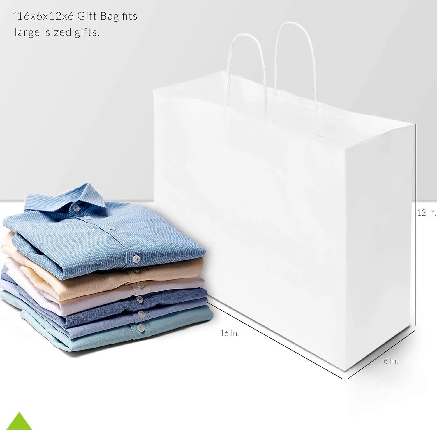 Prime Line Packaging Large White Shopping Gift Bags with Handles, Craft Paper for Small Business, Boutique, Retail, Parties, Bulk, 16x6x12 100 Pack