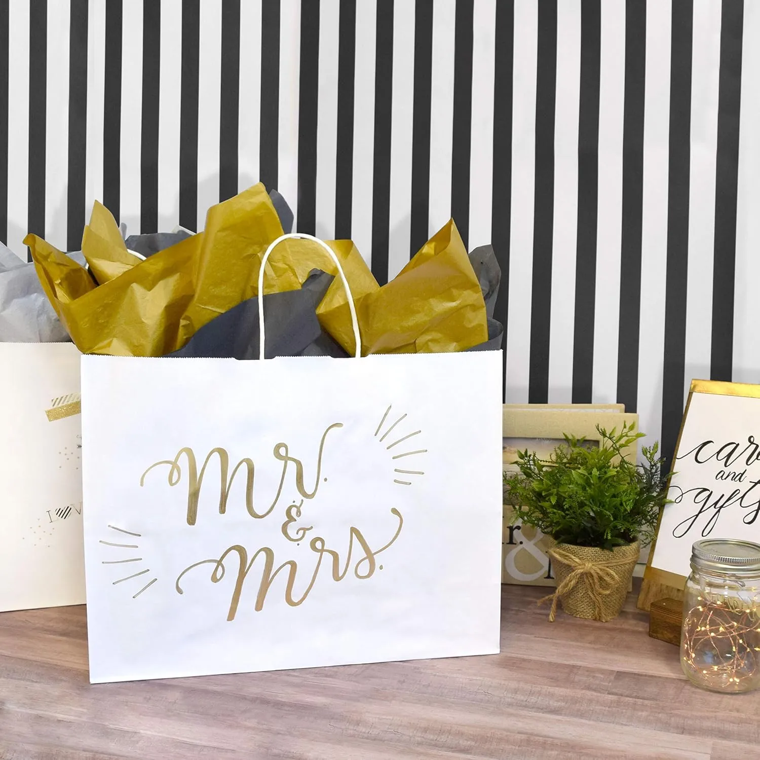 Prime Line Packaging Large White Shopping Gift Bags with Handles, Craft Paper for Small Business, Boutique, Retail, Parties, Bulk, 16x6x12 100 Pack