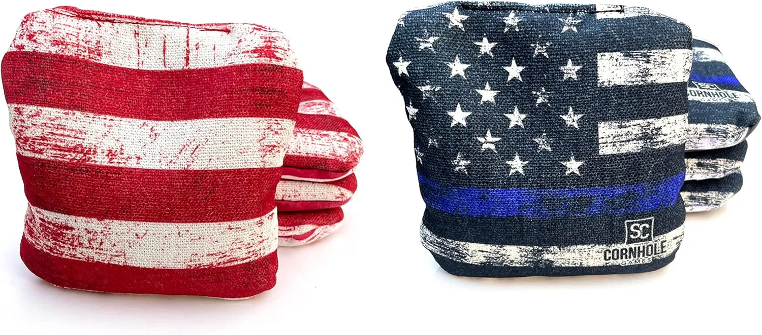 Professional Dual Sided Cornhole Bags- 16 oz 6x6 w/Premium Resin Fill - Official Tournament Slide/Stick Pro Bean Bags - Regulation/Approved