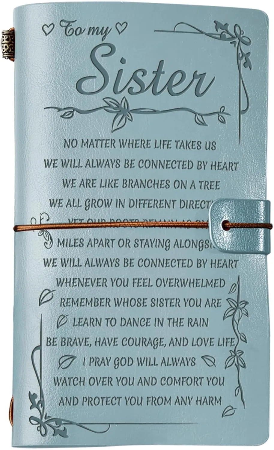 PRSTENLY Sisters Gifts from Sister Leather Journal, To My Sister Gifts 140 Page Refillable Notebooks, Graduation Mothers Day Valentines Day Christmas Gifts for Sister from Sister Brother(Blue)