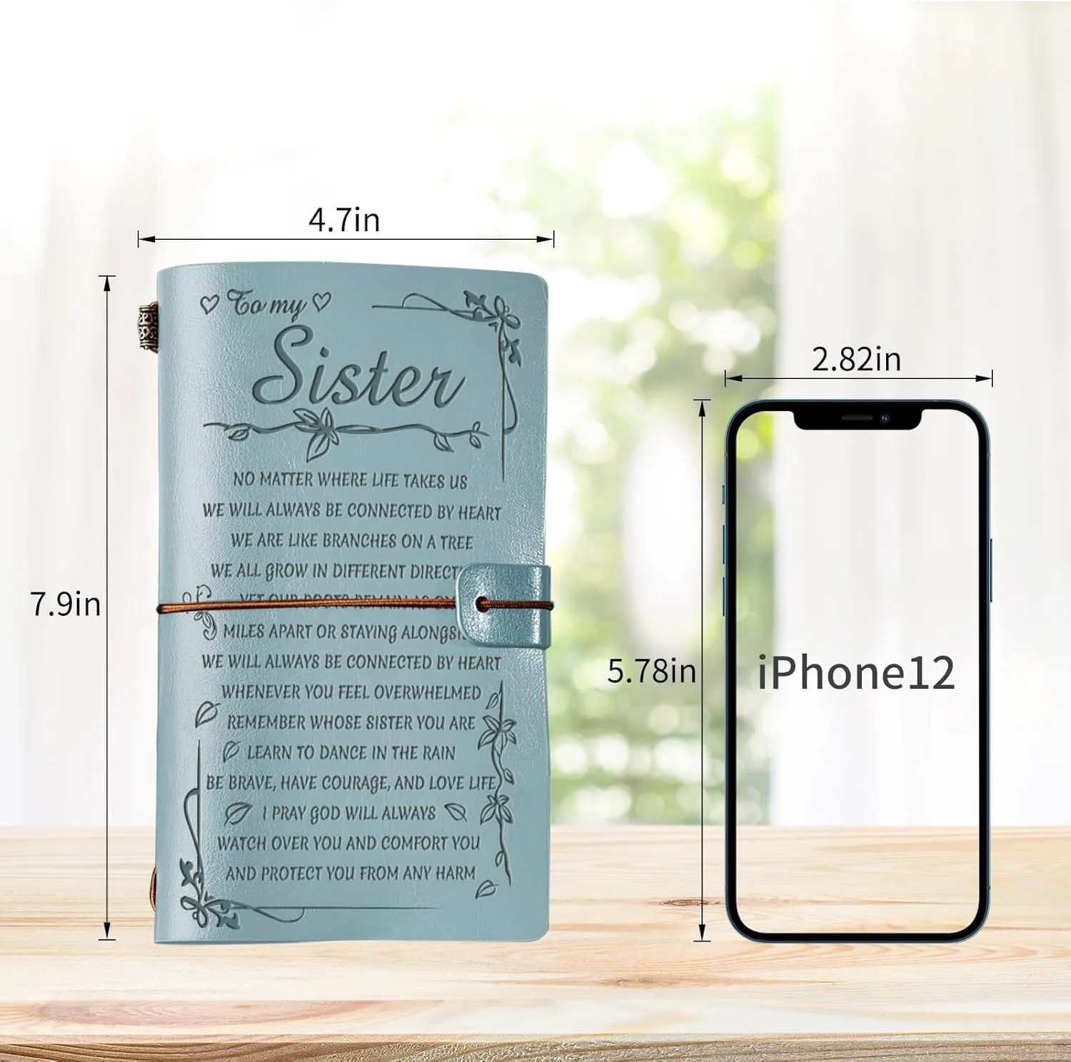 PRSTENLY Sisters Gifts from Sister Leather Journal, To My Sister Gifts 140 Page Refillable Notebooks, Graduation Mothers Day Valentines Day Christmas Gifts for Sister from Sister Brother(Blue)
