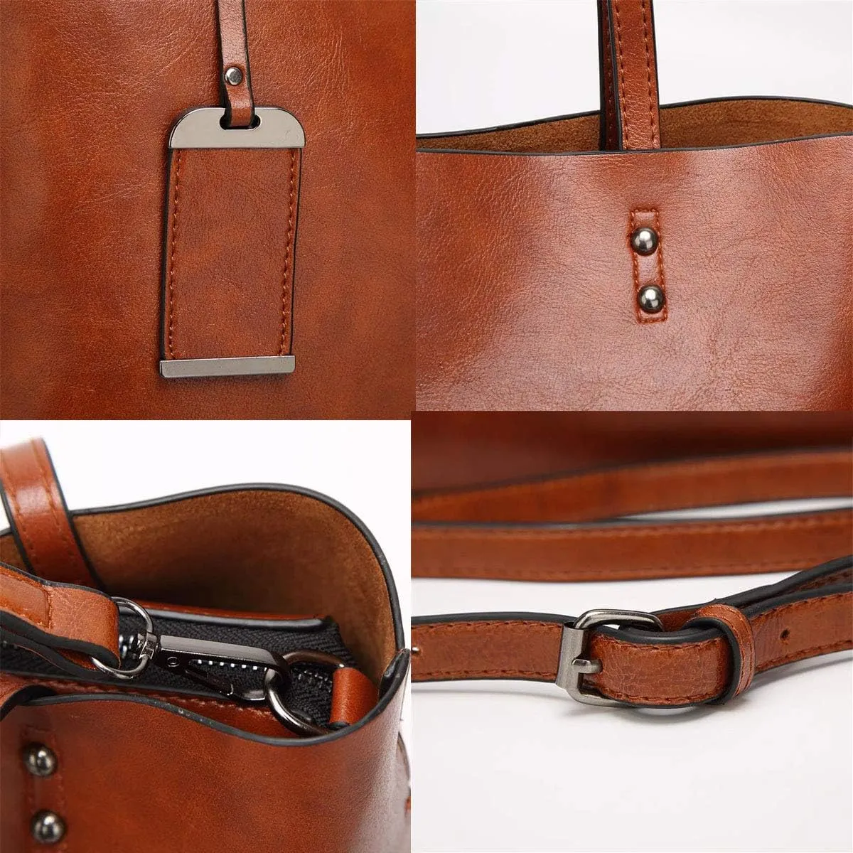 PU Leather Shoulder Bag Work Totes for Women Purse Handbag Coffee