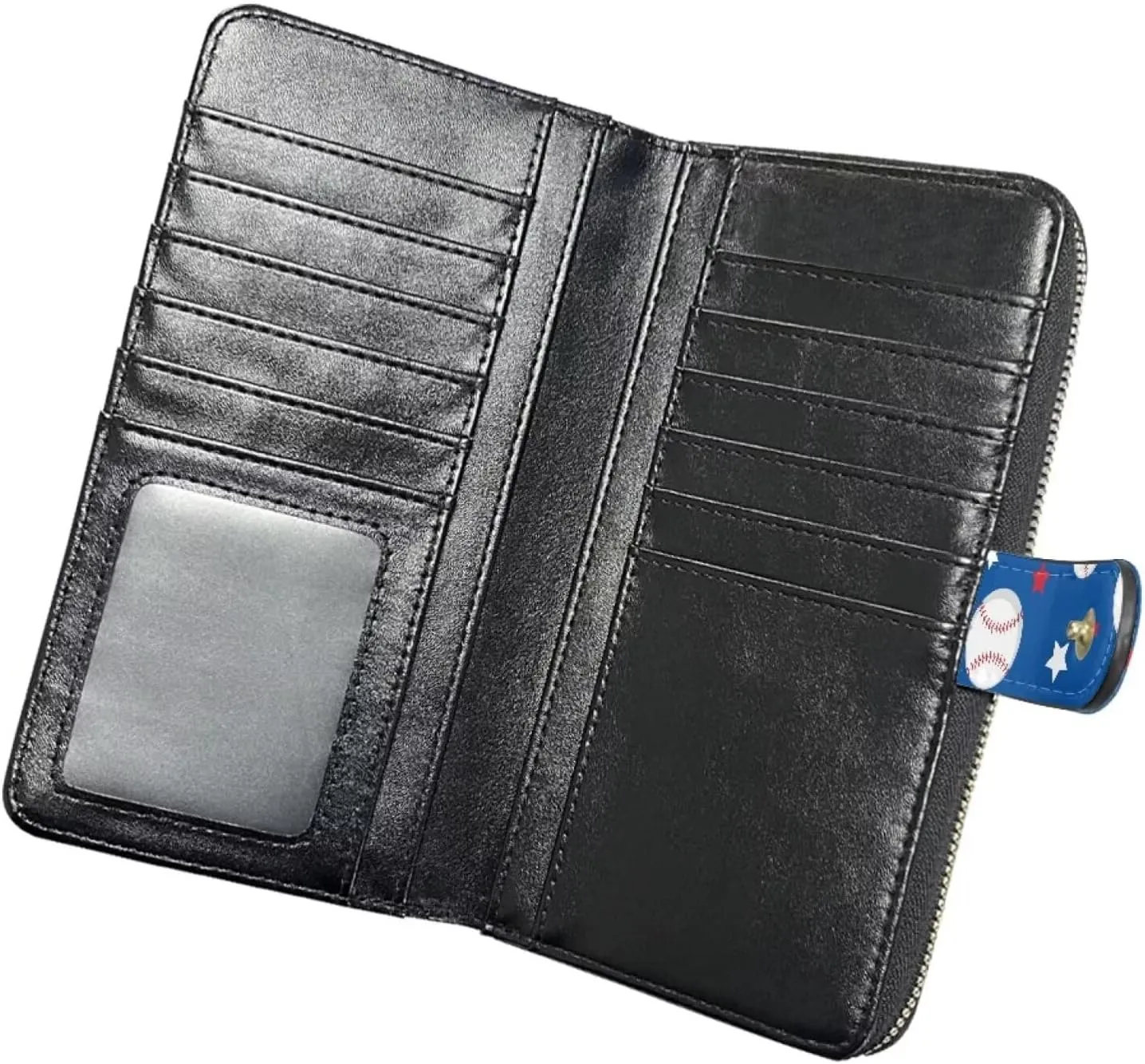 PU Leather Women Wallet RFID Blocking Credit Card Holder Baseball Designs Wallet Travel Large Trifold Wallet