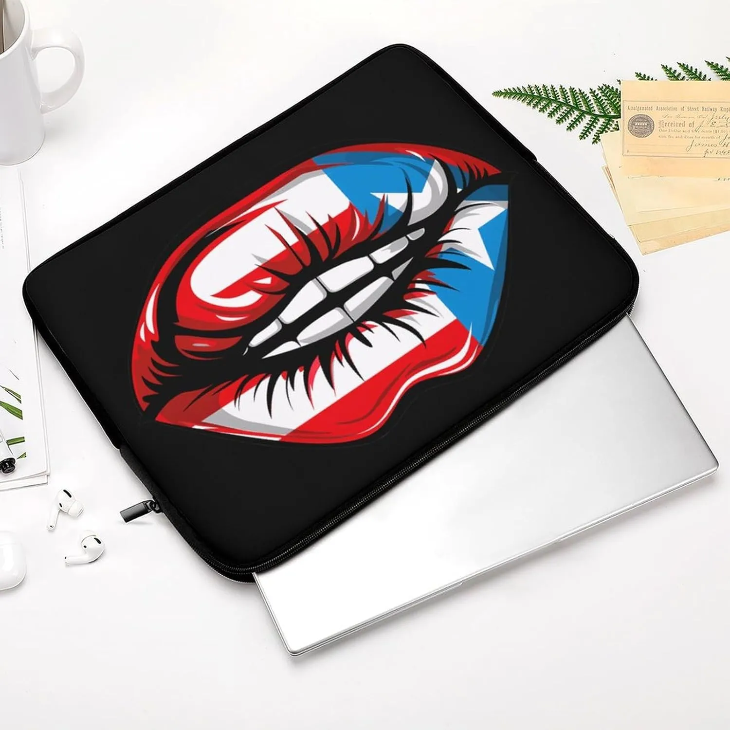 Puerto Rico Flag Lips Laptop Sleeve Laptop Bag Computer Sleeve Tablet Briefcase Carrying Bag Protective Case Bag