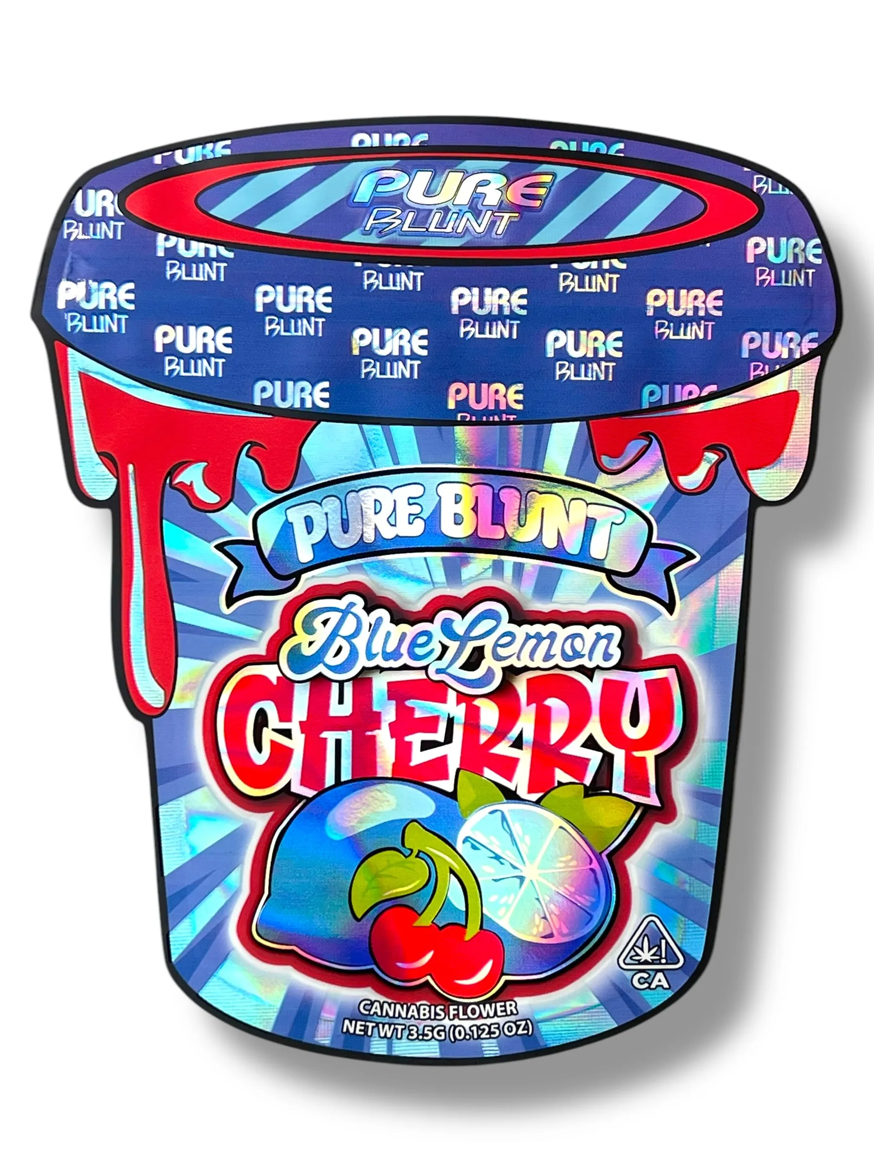 Pure Blunt Blue Lemon Cherry Mylar Bag 3.5 Grams