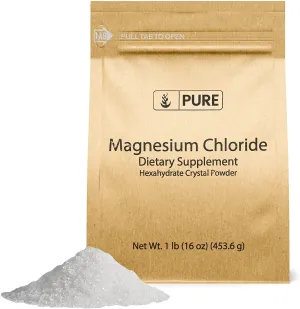 Pure Magnesium Chloride (1 lb.), Eco-Friendly Packaging, Crystal Powder, Highest Quality, Oral Supplement, Food and Top Pharmaceutical Grade
