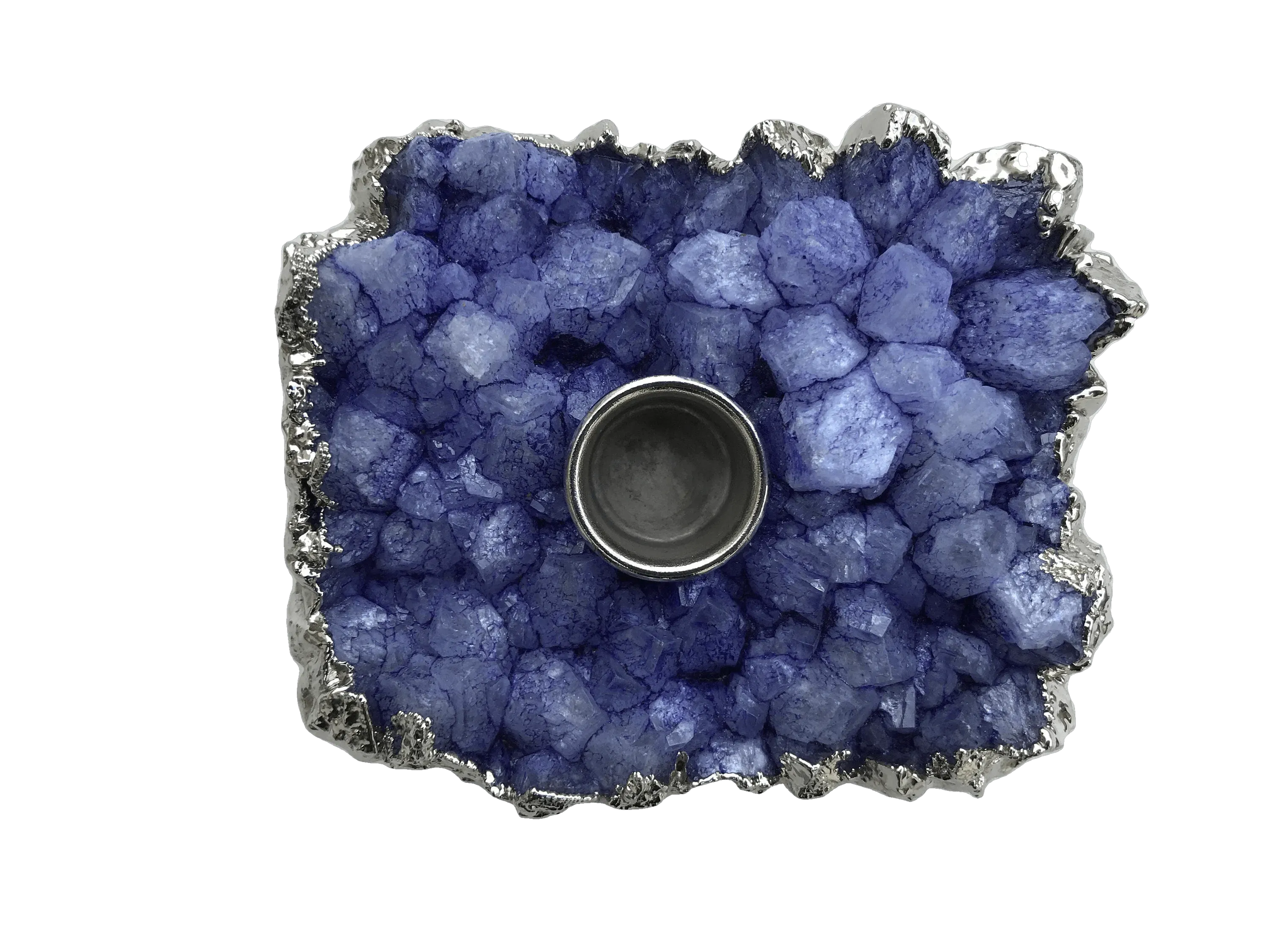 Purple Agate Gemstone Taper Candle Holder