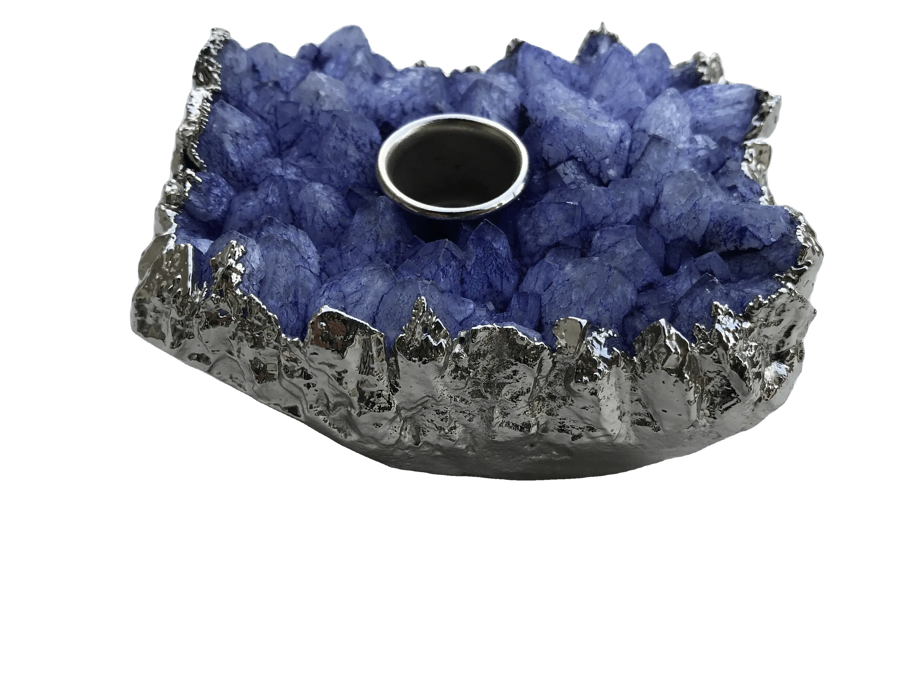 Purple Agate Gemstone Taper Candle Holder