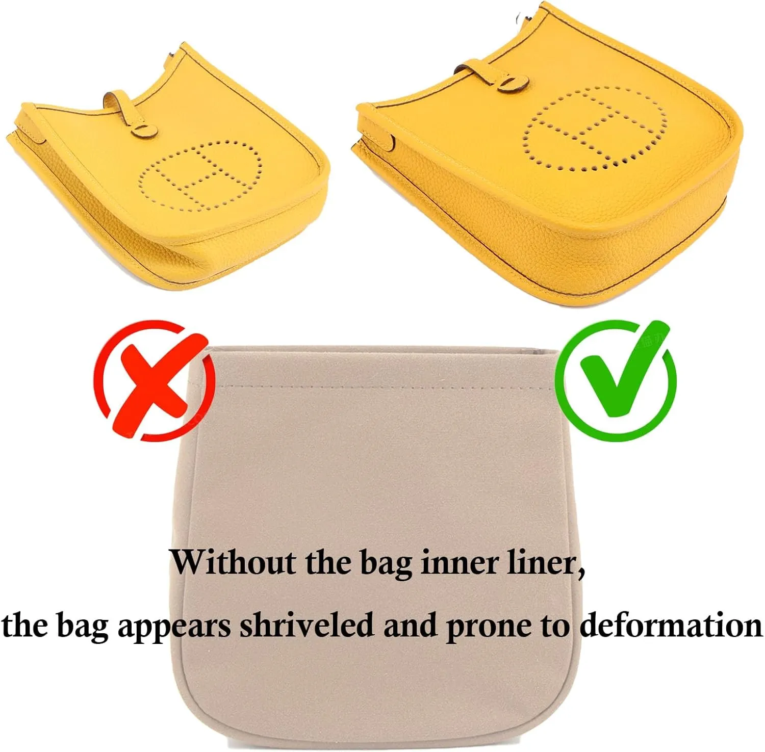 Purse Insert Organizer for Hermes Evelyne TPM, Mini Organizer Handbag Liner (Brown, Evelyne 16 TPM)